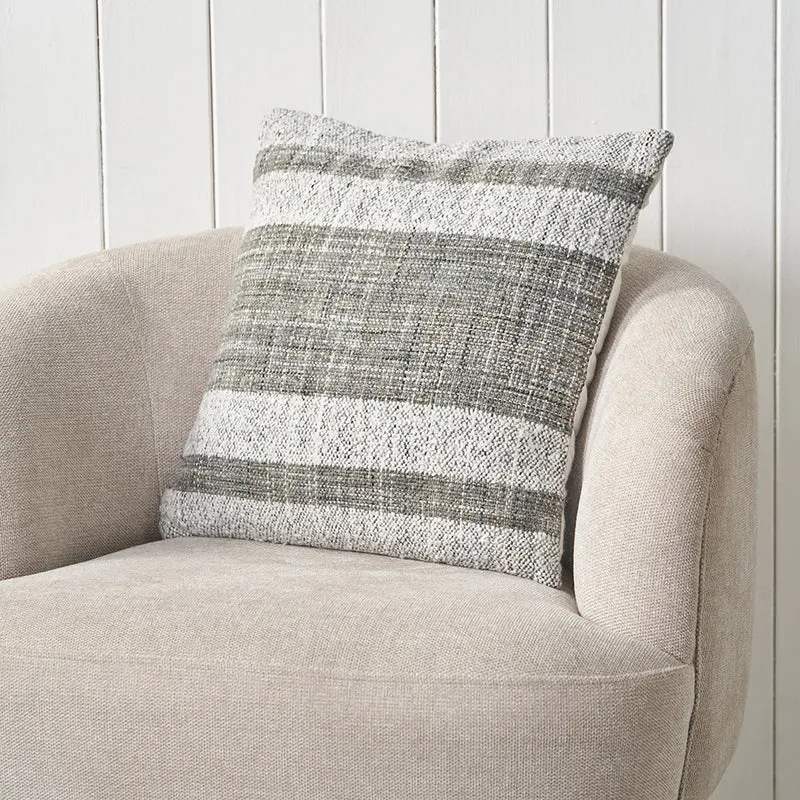 Indoor Outdoor Steel Grey and White Stripe Design Scatter Cushion