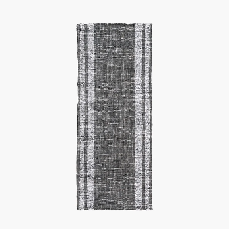 Indoor Outdoor Steel Grey and White Stripe Design Runner