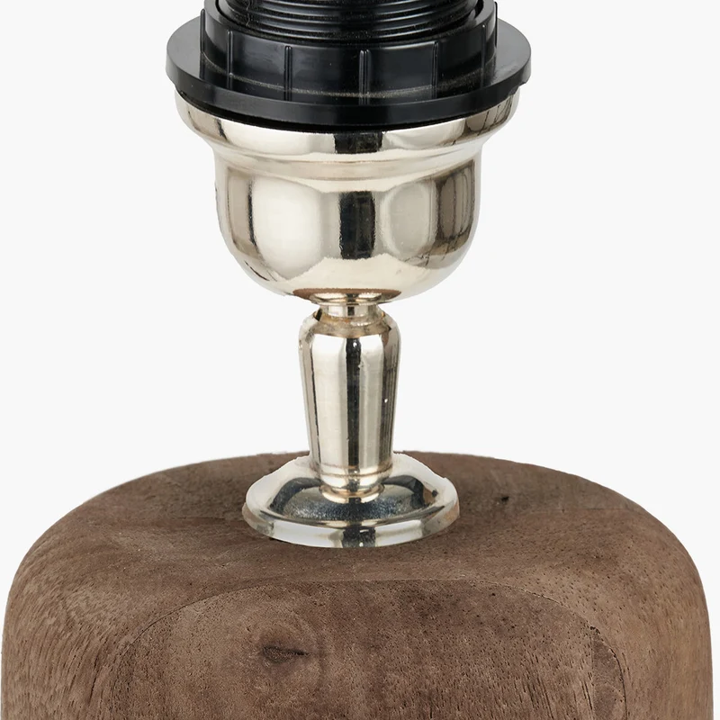 Inaya Natural Tapered Wood Table Lamp Base with Milos 35cm Pistachio Green Linen Tapered Lampshade
