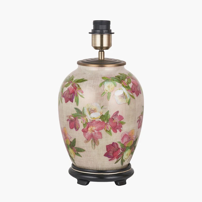 Hellebore Medium Glass Table Lamp Base with Edward 35cm Pistachio Green Linen Cylinder Lampshade