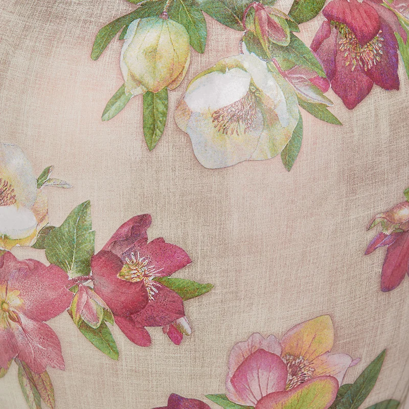 Hellebore Medium Glass Table Lamp Base with Edward 35cm Pistachio Green Linen Cylinder Lampshade