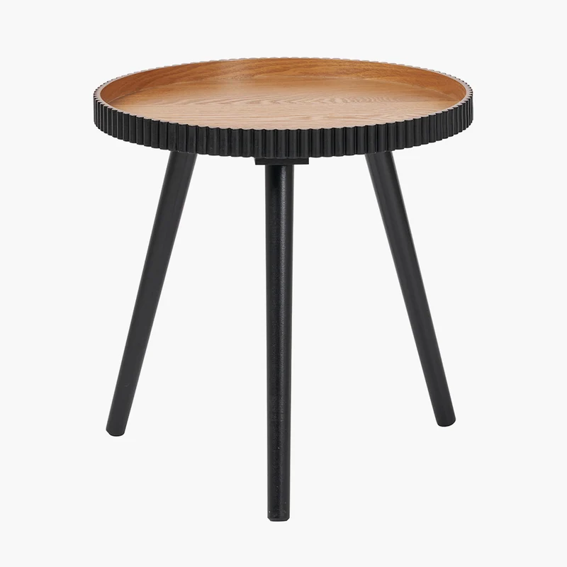 Hammond Natural and Black Pine Wood Side Table