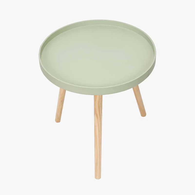 Halston Sage Green Wood Veneer and Natural Pine Wood Side Table