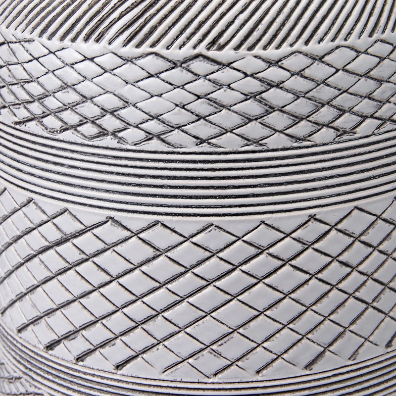 Kira White and Black Textured Stoneware Table Lamp Base with Edward 35cm Natural Linen Cylinder Lampshade