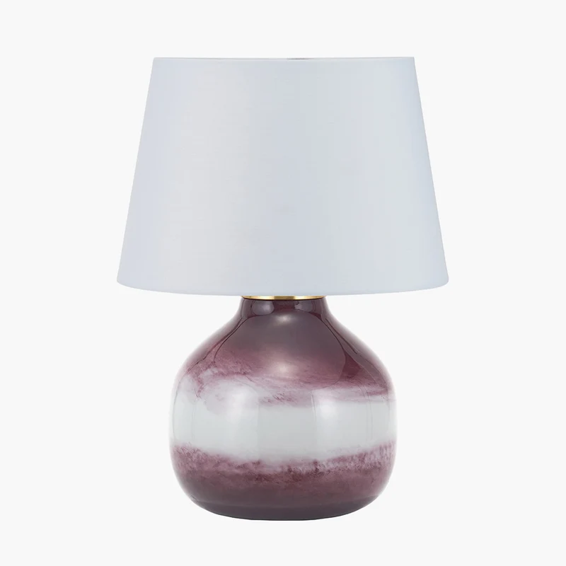 Juno Deep Plum Ombre Glass Table Lamp with Adelaide 35cm Ivory Tapered Cotton Mix Lampshade
