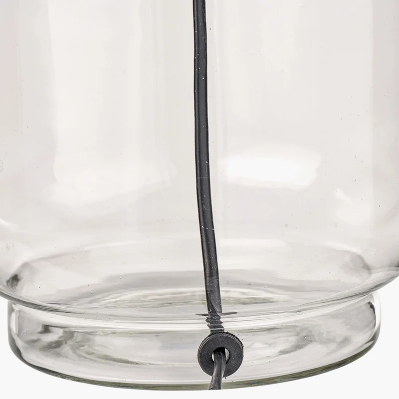 Josie Clear Glass and Antique Brass Metal Table Lamp Base with Lino 30cm White Self Lined Linen Cylinder Lampshade