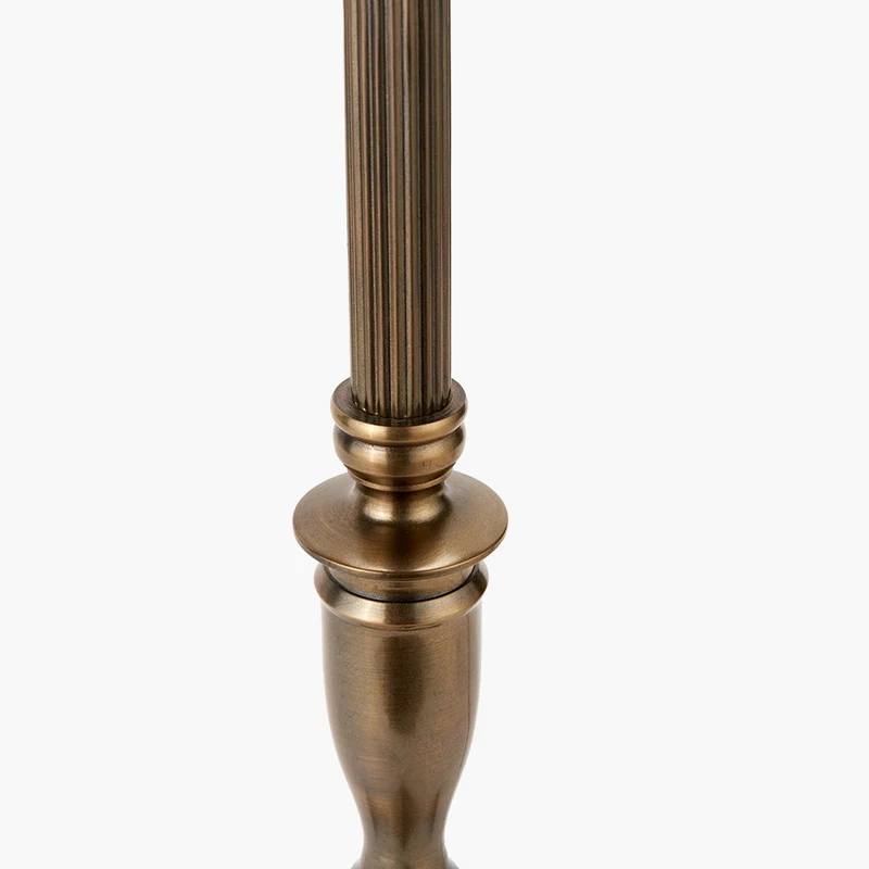 Canterbury Antique Brass Metal Table Lamp Base with Lino 40cm White Self Lined Linen Cylinder Lampshade