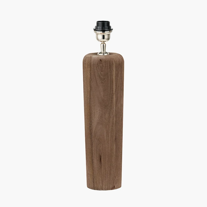 Inaya Natural Tapered Large Wood Table Lamp Base with Edward 40cm Pistachio Green Linen Cylinder Lampshade