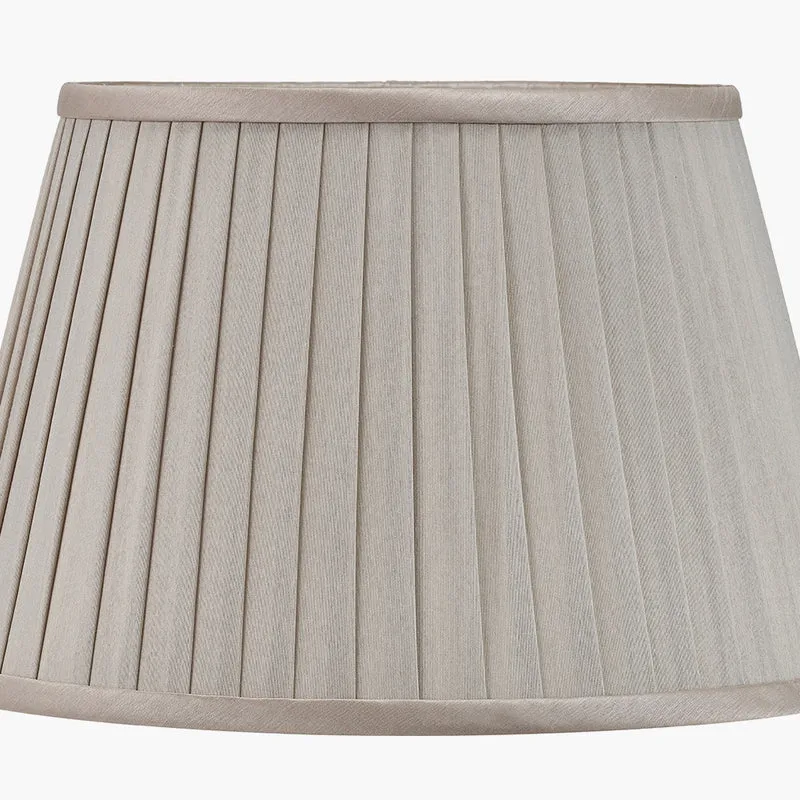 Honeysuckle Medium Glass Table Lamp Base with Lyndon 35cm Taupe Silk Mix Knife Pleat Tapered Lampshade