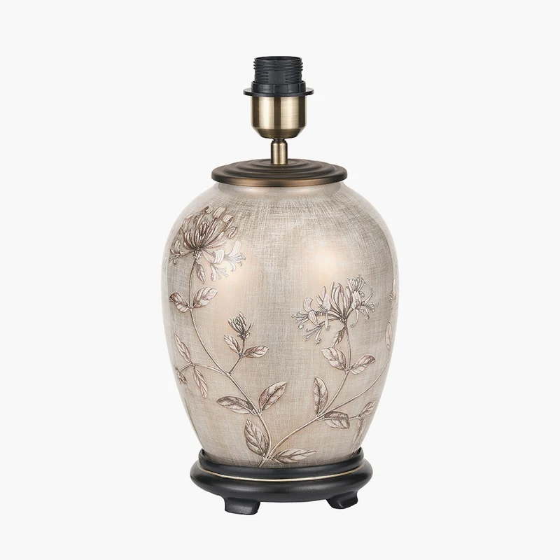 Honeysuckle Medium Glass Table Lamp Base with Henry 35cm White Handloom Cylinder Lampshade