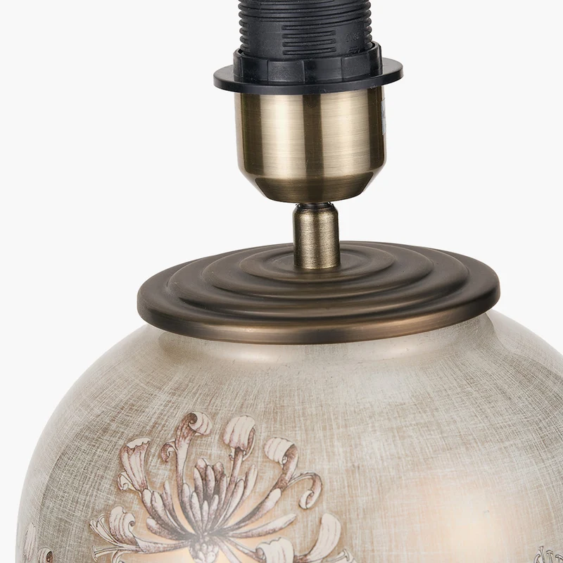 Honeysuckle Medium Glass Table Lamp Base with Henry 35cm White Handloom Cylinder Lampshade
