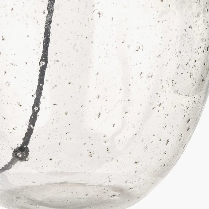 Elysia Bubble Glass and Silver Metal Curved Table Lamp Base with Edward 40cm Pistachio Green Linen Cylinder Lampshade