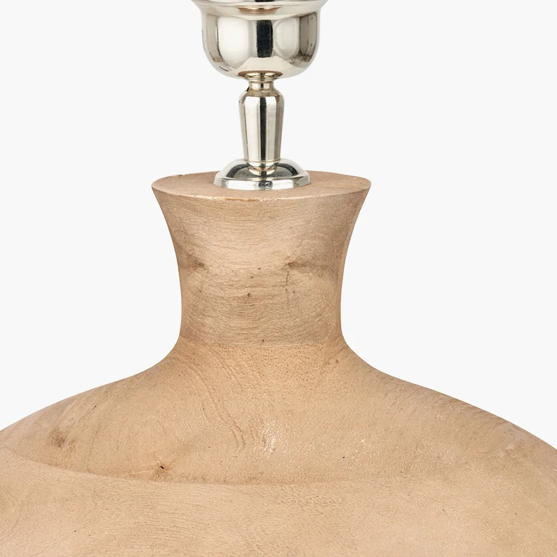 Kiah Natural Mango Wood Round Table Lamp Base with Edward 40cm Natural Linen Cylinder Lampshade