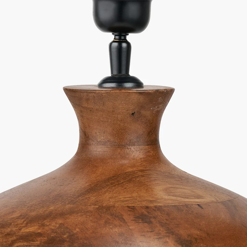 Kiah Brown Oiled Finish Mango Wood Round Table Lamp Base with Edward 40cm Pistachio Green Linen Cylinder Lampshade