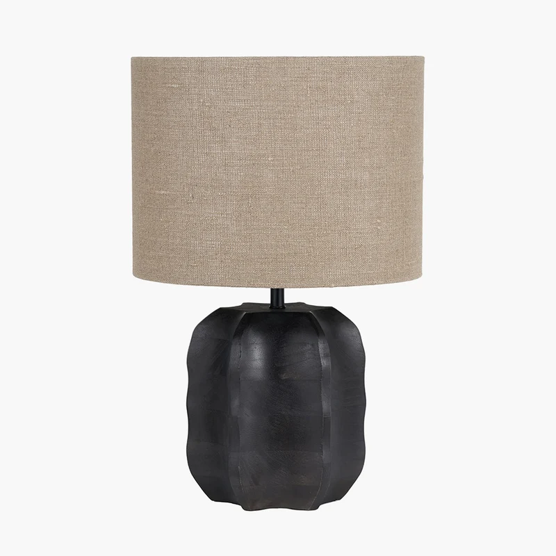 Khari Black Textured Wood Table Lamp