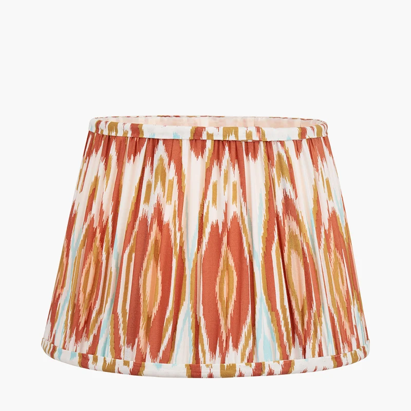 Izara 30cm Cinnamon Ikat Patterned Mushroom Pleat Tapered Lampshade