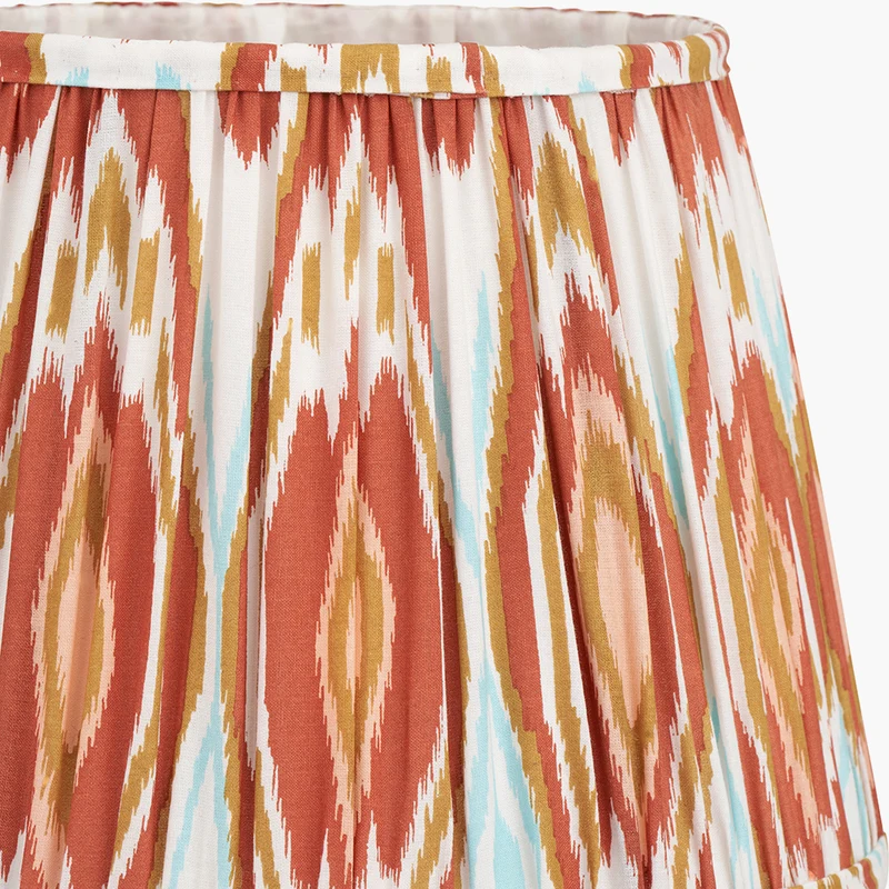 Izara 30cm Cinnamon Ikat Patterned Mushroom Pleat Tapered Lampshade