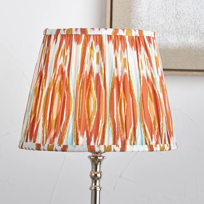 Izara 30cm Cinnamon Ikat Patterned Mushroom Pleat Tapered Lampshade