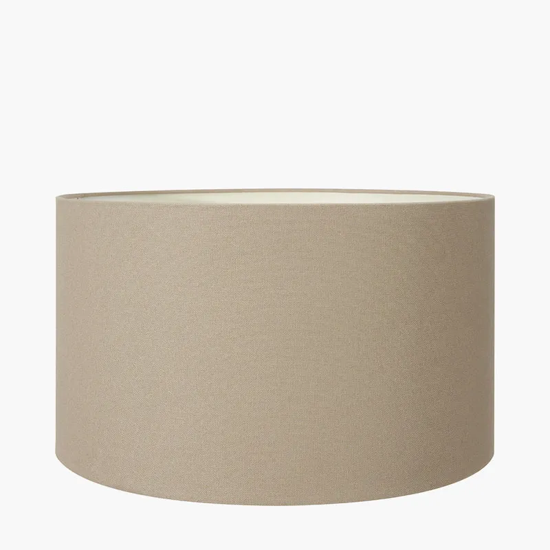 Islay Clear Bubble Glass Table Lamp Base with Henry 40cm Taupe Handloom Cylinder Lampshade