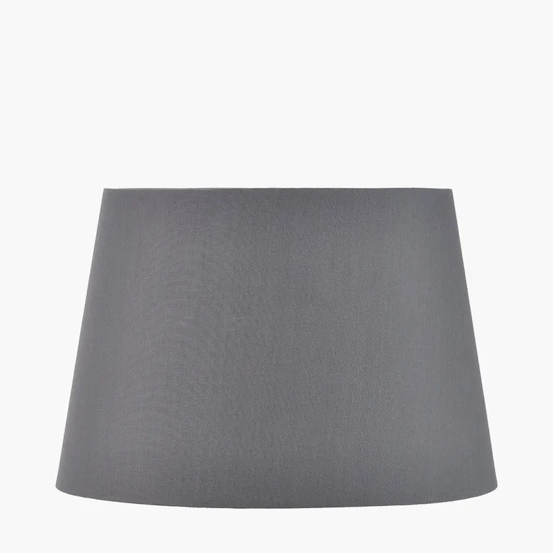 Butterflies Small Glass Table Lamp Base with Adelaide 30cm Steel Grey Tapered Cotton Mix Lampshade