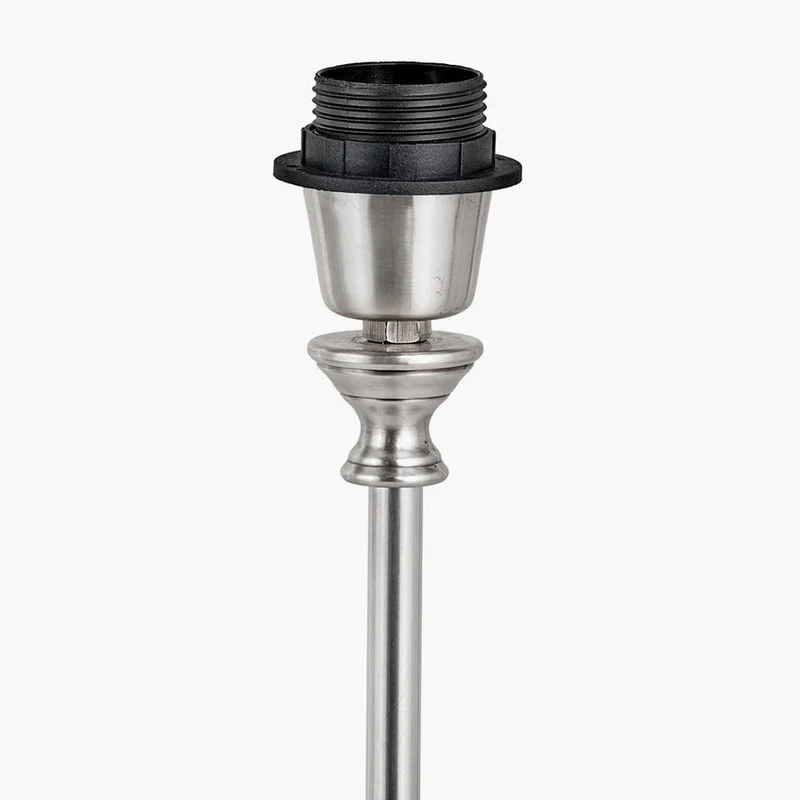 Auden Silver Metal Stick Table Lamp Base with Adelaide 25cm Steel Grey Tapered Cotton Mix Lampshade