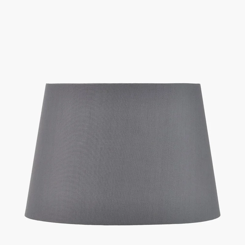 Auden Silver Metal Stick Table Lamp Base with Adelaide 25cm Steel Grey Tapered Cotton Mix Lampshade