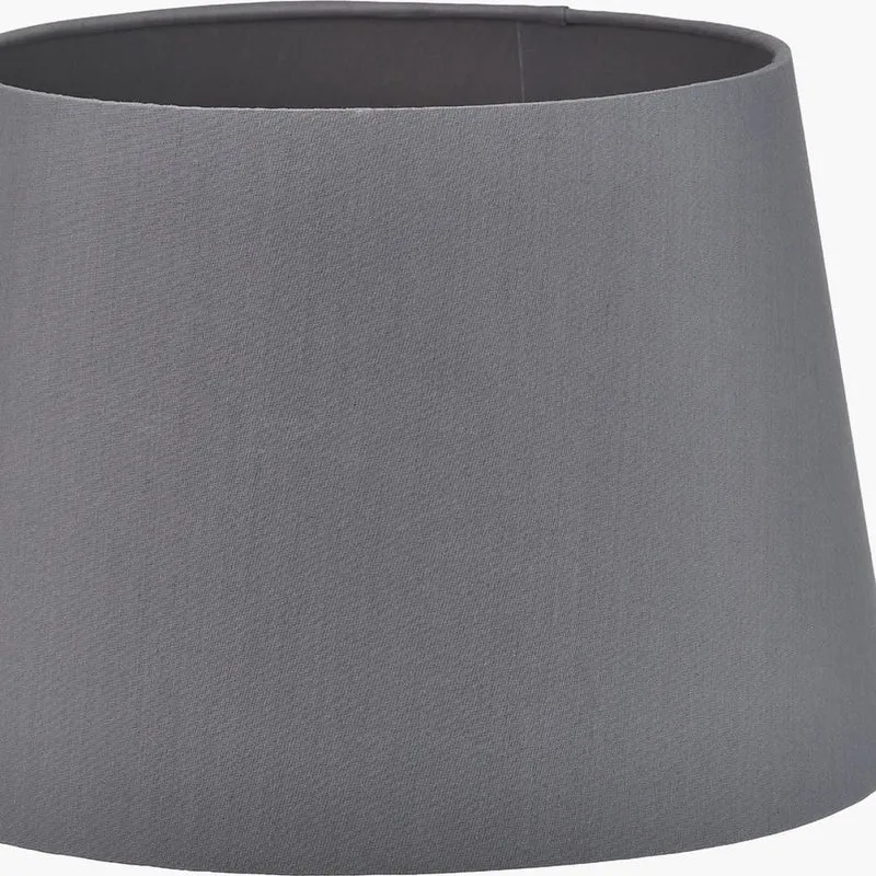 Auden Silver Metal Stick Table Lamp Base with Adelaide 25cm Steel Grey Tapered Cotton Mix Lampshade