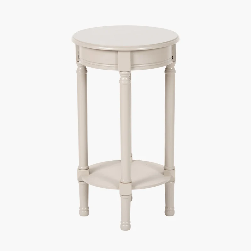 Heritage Putty Pine Wood Round Accent Table