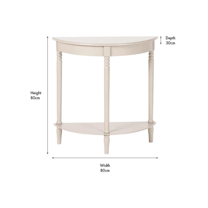 Heritage Putty Pine Wood Half Moon Console Table