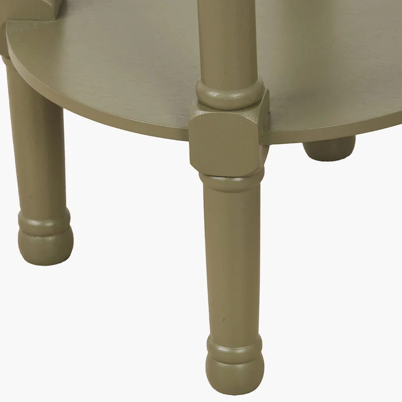 Heritage Olive Pine Wood Round Accent Table
