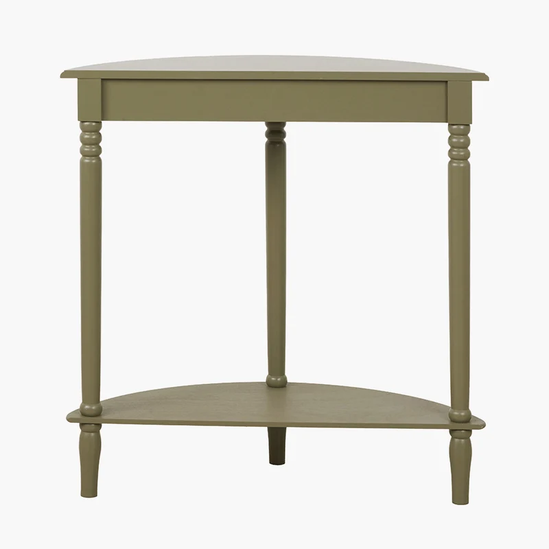Heritage Olive Pine Wood Half Moon Console Table