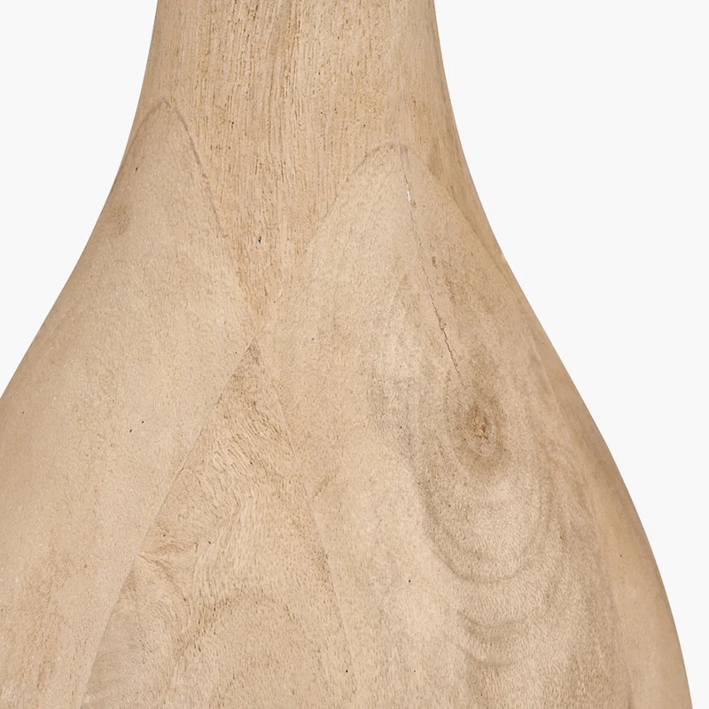 Corella Natural Mango Wood Curved Table Lamp Base with Izara 40cm Racing Green Ikat Patterned Mushroom Pleat Tapered Lampshade