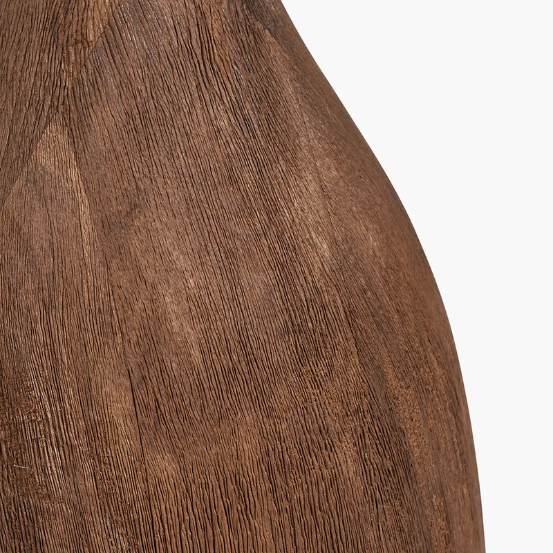Corella Chocolate Brown Mango Wood Curved Table Lamp Base with Scallop 40cm Taupe Ombre Soft Pleated Tapered Lampshade