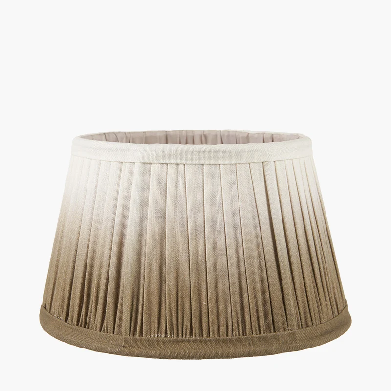 Corella Chocolate Brown Mango Wood Curved Table Lamp Base with Scallop 40cm Taupe Ombre Soft Pleated Tapered Lampshade
