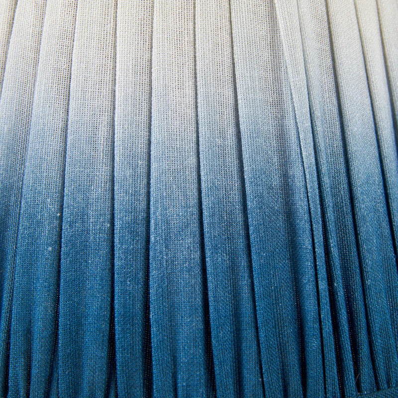 Corella Chocolate Brown Mango Wood Curved Table Lamp Base with Scallop 40cm Blue Ombre Soft Pleated Tapered Lampshade