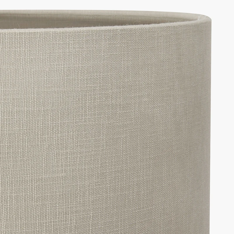 Everett Ribbed Metal Stick Table Lamp Base with Lino 35cm Grey Self Lined Linen Cylinder Lampshade
