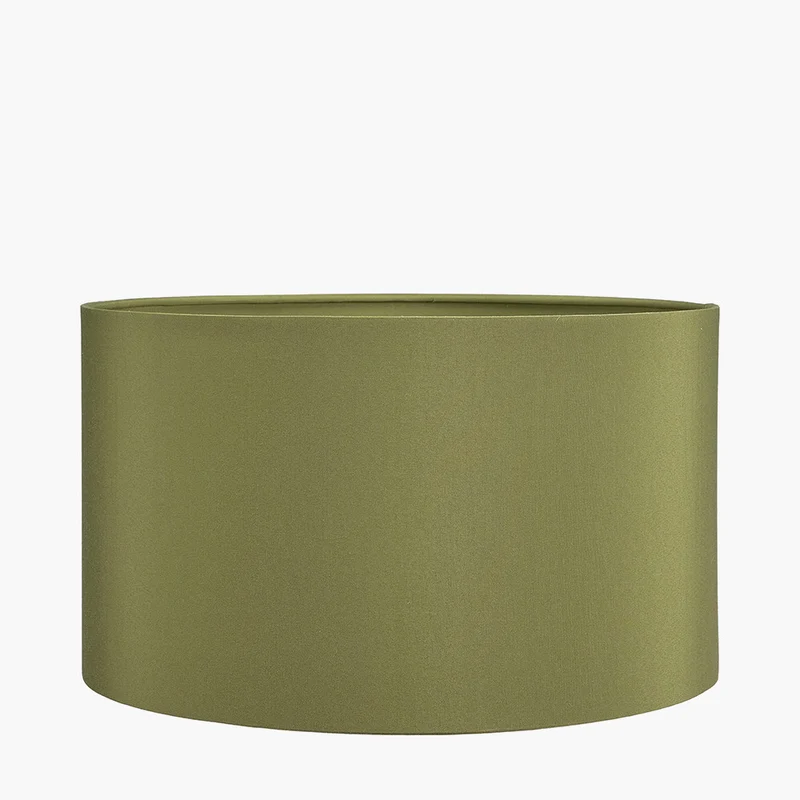 Gaudi White Stoneware Geometric Table Lamp Base with Harry 35cm Sage Cotton Mix Cylinder Lampshade