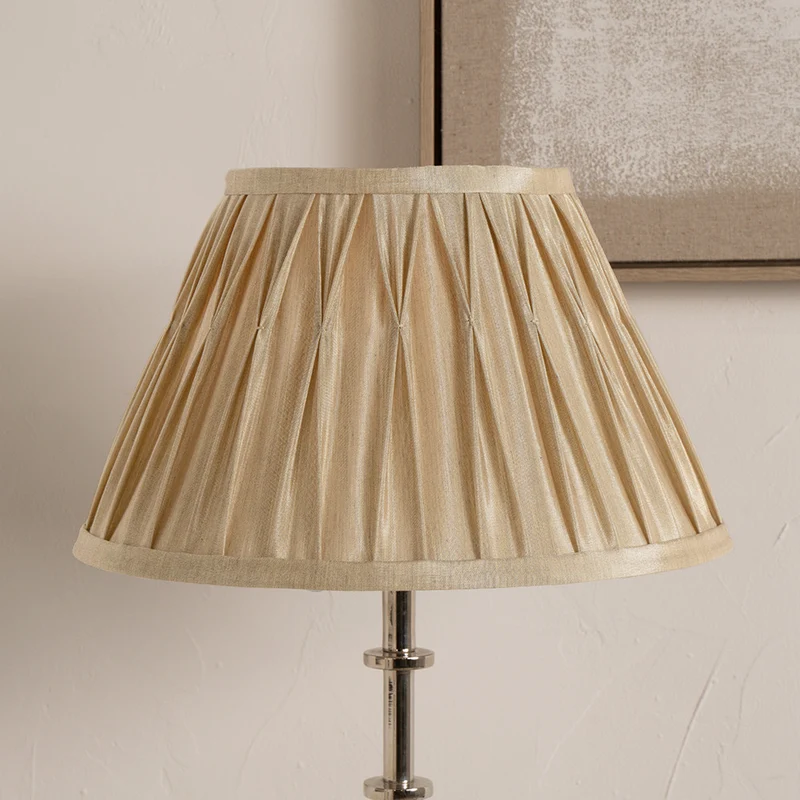 Garbo 45cm Gold Silk Mix Pinch Pleat Tapered Lampshade