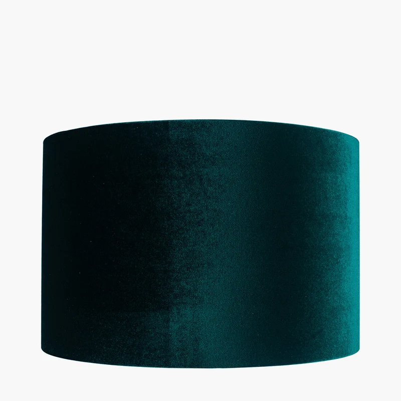 Elkorn Black and White Tall Coral Ceramic Table Lamp Base with Bow 35cm Forest Green Velvet Cylinder Lampshade