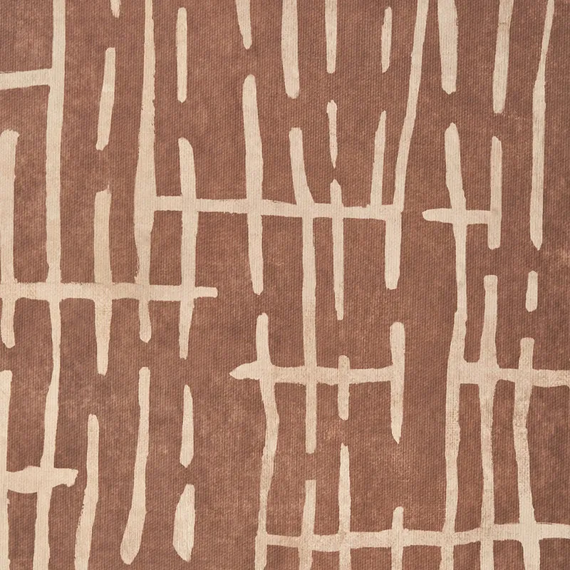 Brown and Natural Abstract Linear Design Canvas with Oak Effect Frame