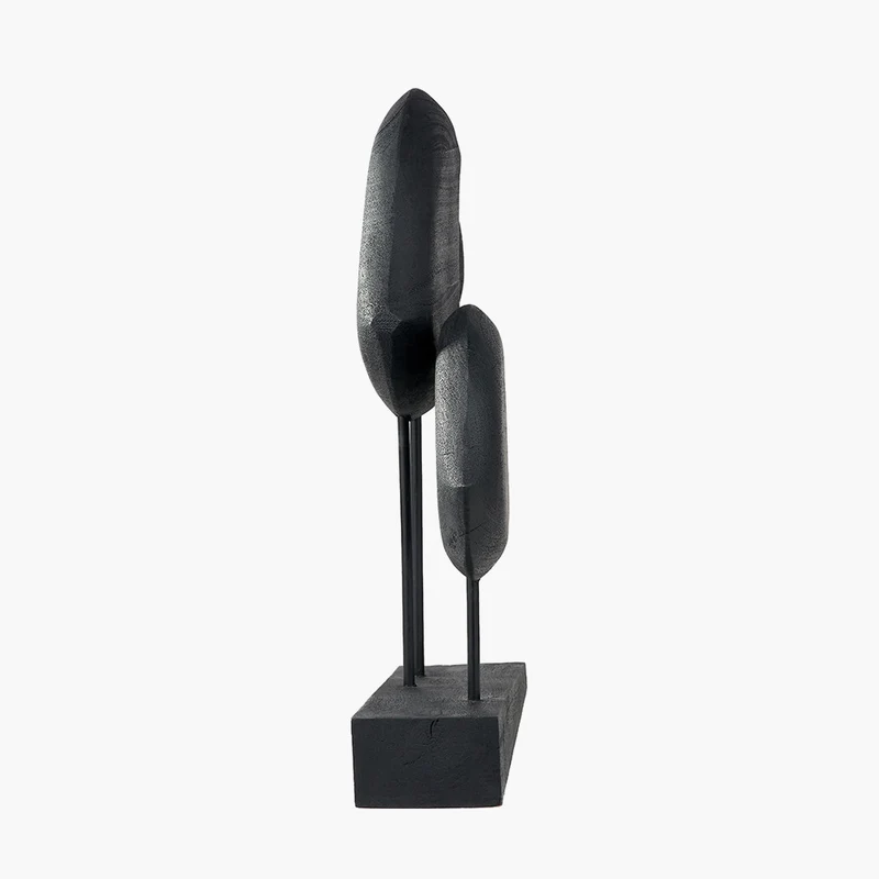 Black Handcarved Mango Wood Double Teardrop Angelfish Ornament