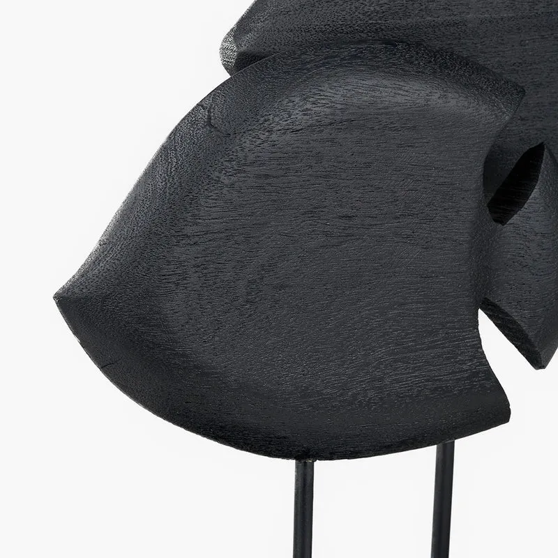 Black Handcarved Mango Wood Double Teardrop Angelfish Ornament