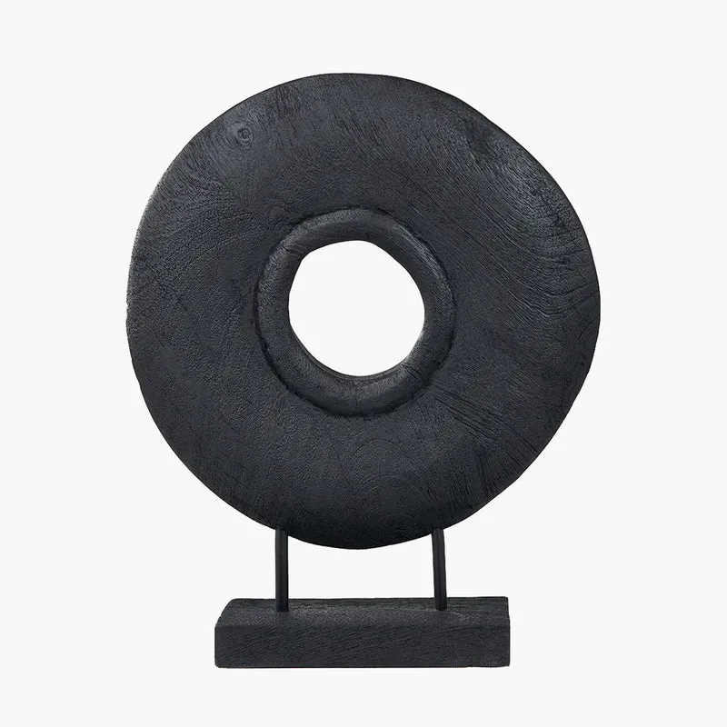Black Handcarved Mango Wood Circular Ornament