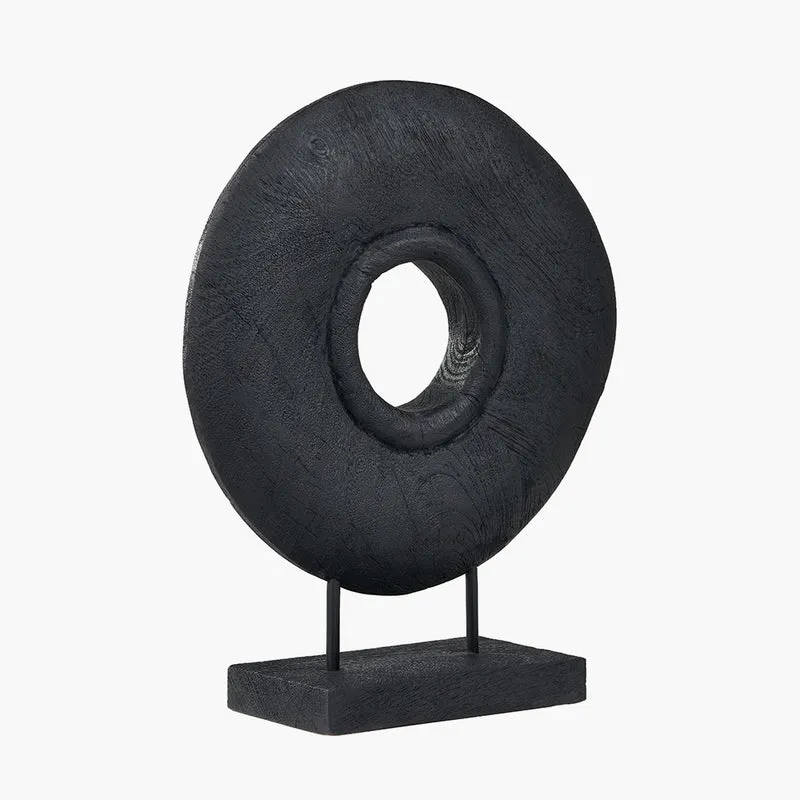Black Handcarved Mango Wood Circular Ornament