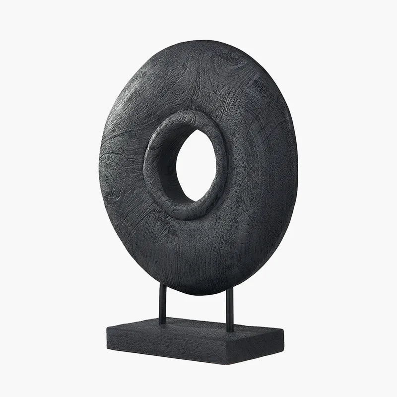 Black Handcarved Mango Wood Circular Ornament