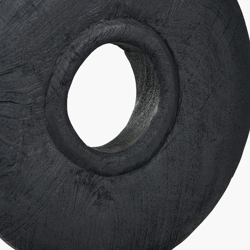 Black Handcarved Mango Wood Circular Ornament