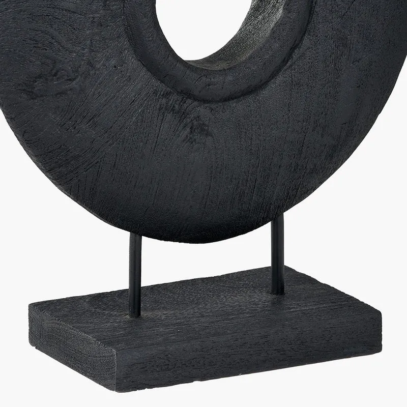 Black Handcarved Mango Wood Circular Ornament