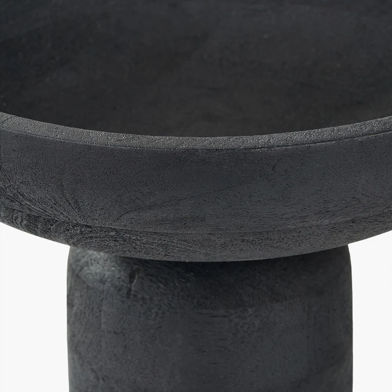 Black Handcarved Mango Wood Bowl with Raised Base