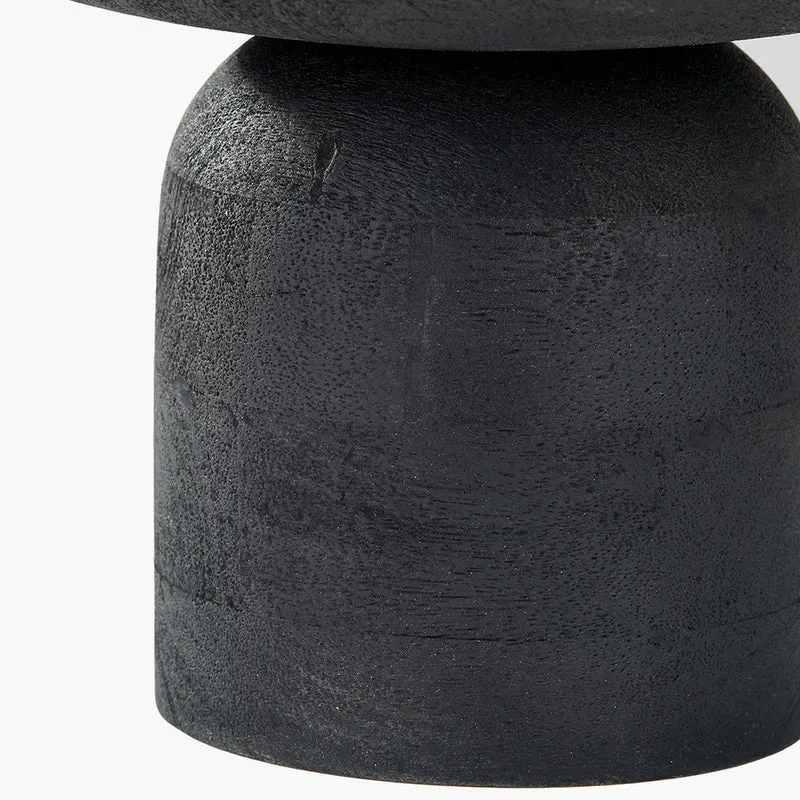 Black Handcarved Mango Wood Bowl with Raised Base