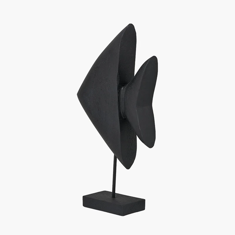 Black Handcarved Mango Wood Altum Angelfish Ornament